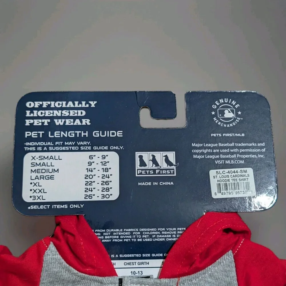 NWT St Louis Cardinals Dog Hoodie Shirt Size Small MLB Pets First Licensed New